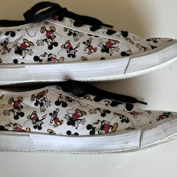 DISNEY Mickey Mouse All Over Canvas Shoes Women's Sz 8 Shoes Low White Sneakers - Picture 5 of 10